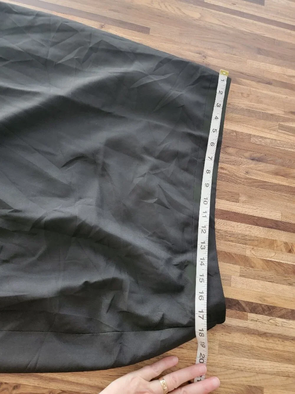 Black Midi Office/Suit Pencil Skirt w Side Elastic Inserts at Zip Closure Waist